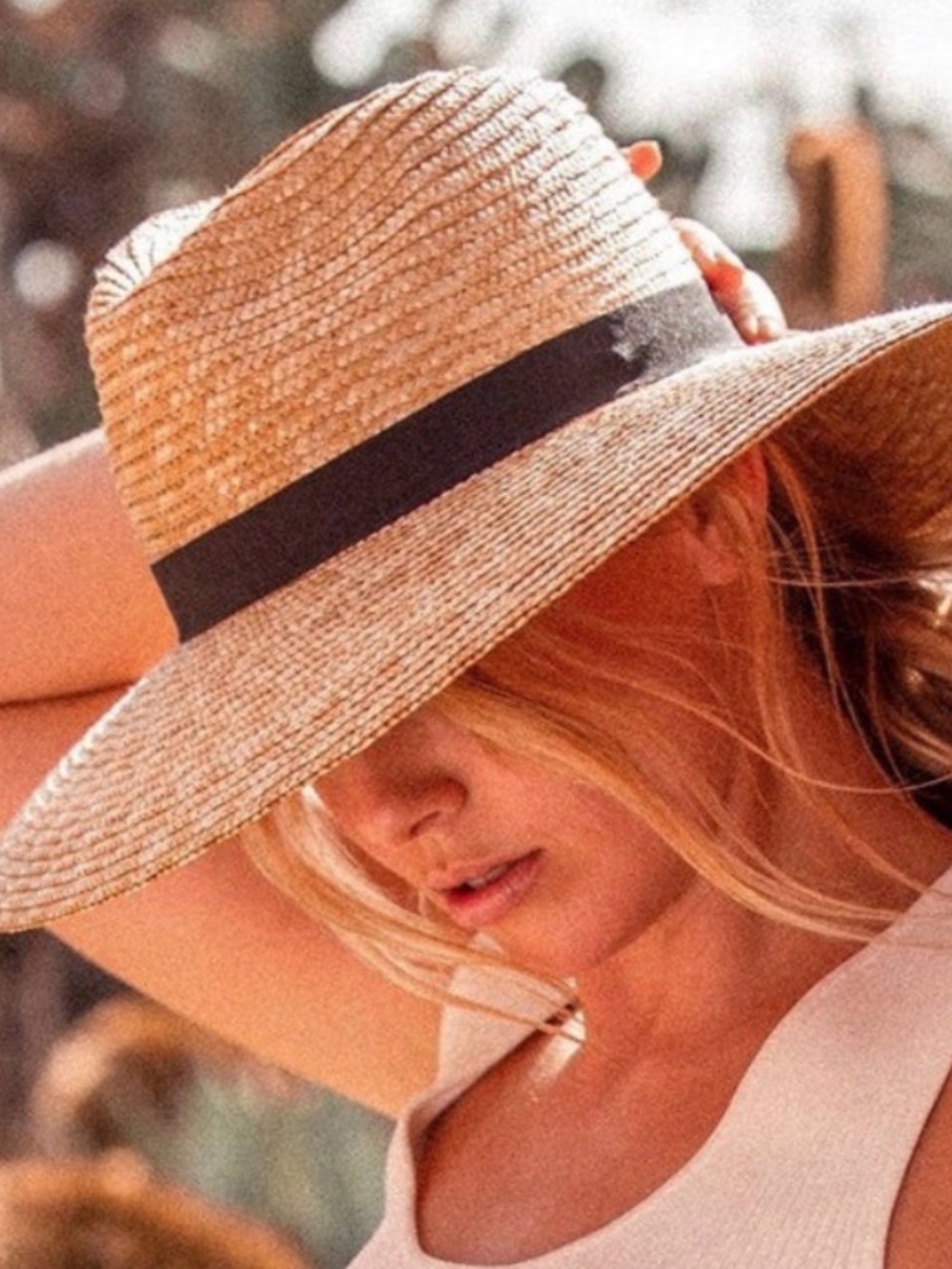 Ace of Something Women’s Wide Brim Straw Sun Hat with Black Ribbon